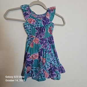 VTG Hilo Hattie Hawaiian Dress Girls Size 5 Ruffle Aloha Tiki Tropical